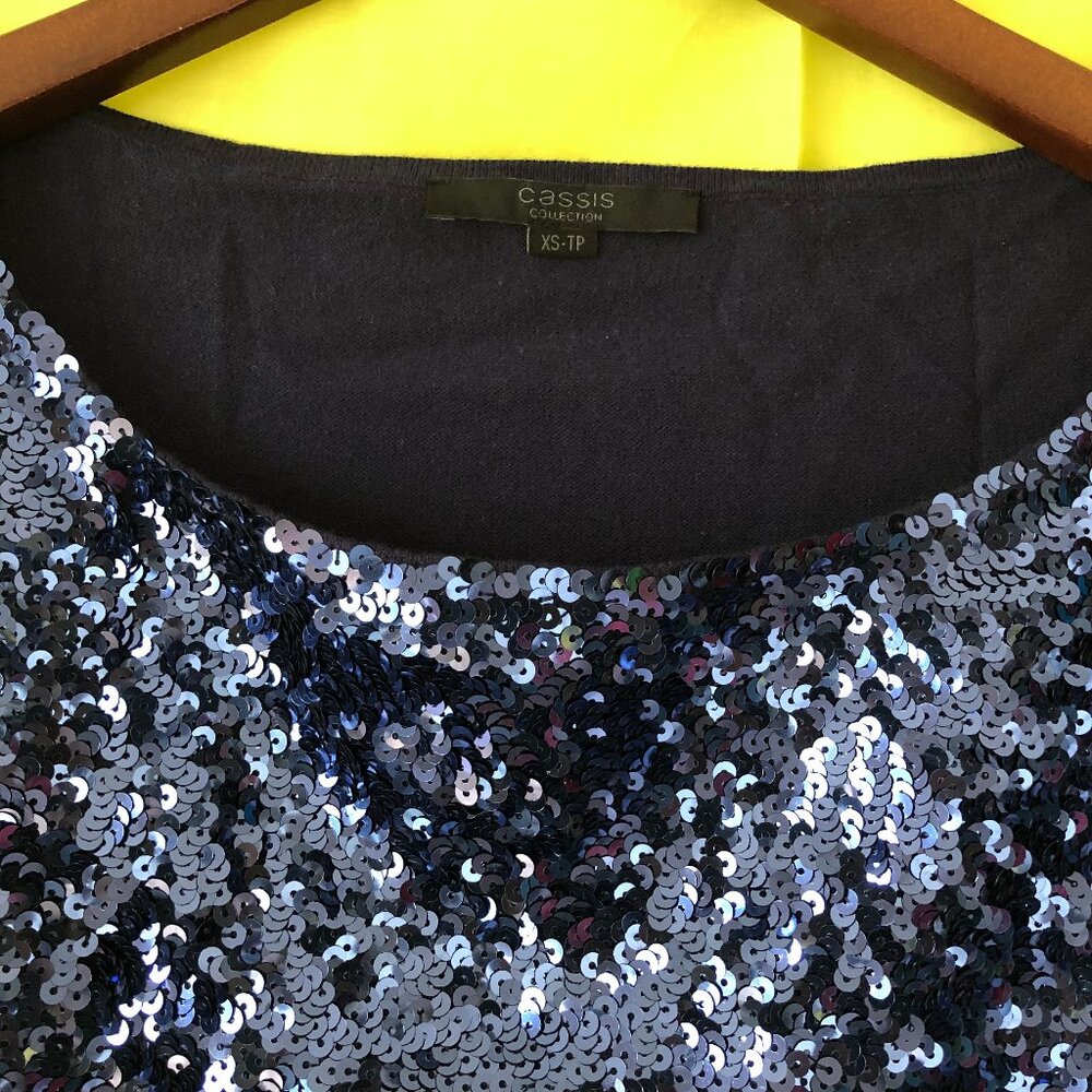 Cassis Collection Sleeveless Blue Sequined Piece